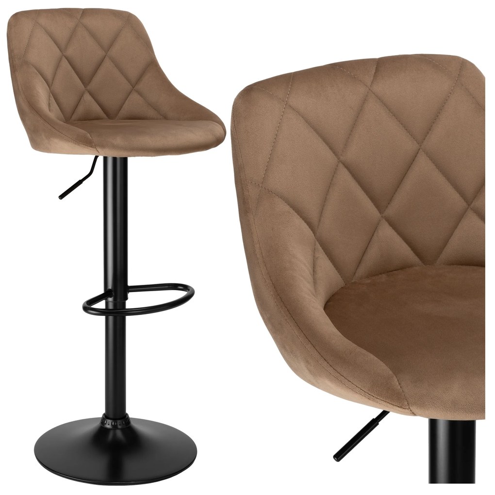 Barová židle CYDRO BLACK s výškovým nastavením mokka hnědá