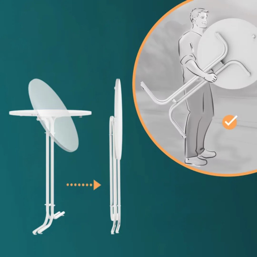 Barový stôl RAUL sklápateľný 110x80cm, biela Casaria