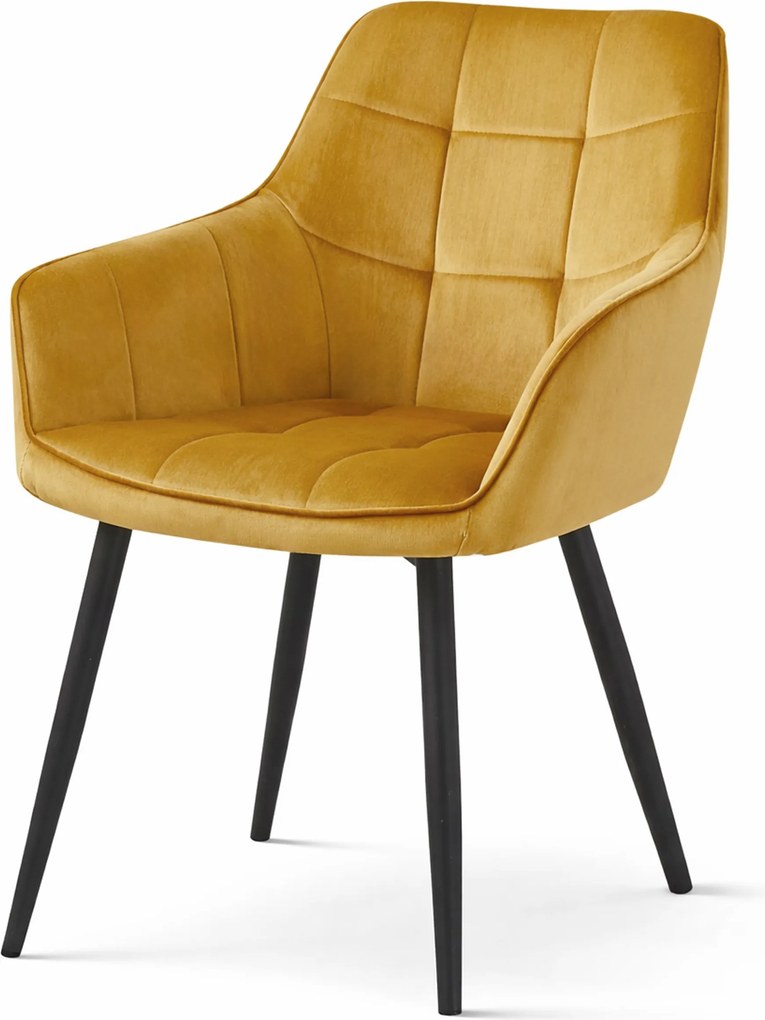 Jedálenské kreslo VARSI VELVET s čiernymi nohami, horčicové
