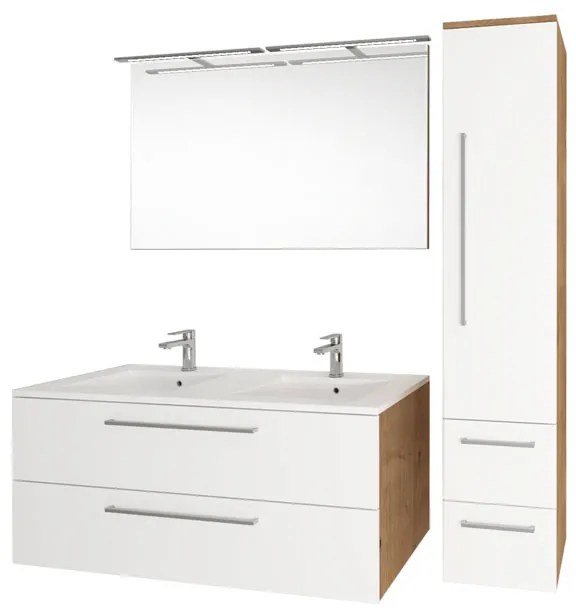 Mereo Mereo, Bino, kúpeľňová skrinka s keramickým umývadlom 121 cm, biela, dub, MER-CN673