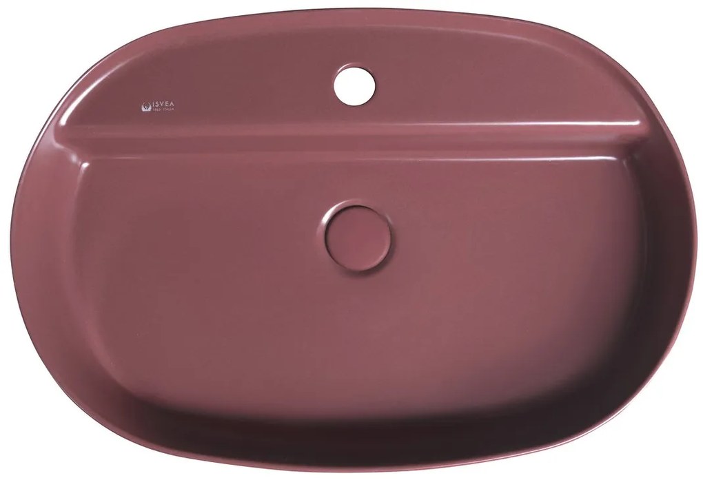 Isvea, INFINITY OVAL keramické umývadlo na dosku, 60x40 cm, matná Maroon Red, 10NF65060-2R