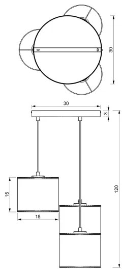 Luster na lanku LOFT SHADE 3xE27/60W/230V čierna/zlatá
