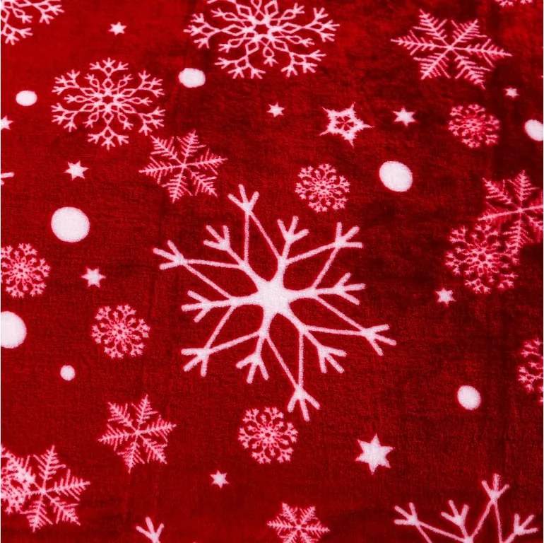 Červená vianočná mikroplyšová deka SNOWFALL Rozmer: 150 x 200 cm