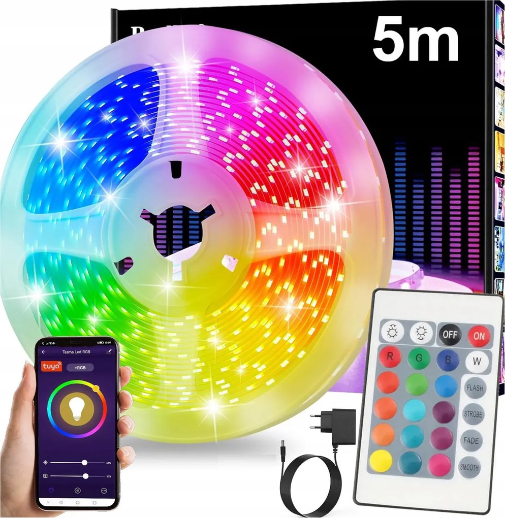 RGB LED pásik s WiFi Bluetooth diaľkovým ovládaním TUYA 5m 23W