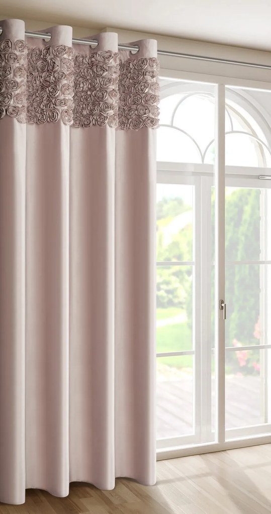 ZATEMŇOVACÍ ZÁVES NA KRÚŽKOCH EVA MINGE ROSES13 140X250 CM PUDROVÁ