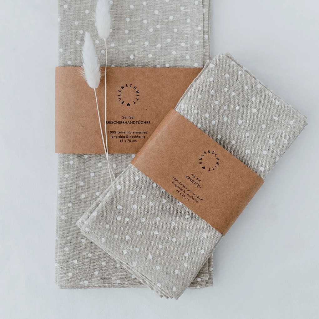 Eulenschnitt Ľanová utierka Natural Dots – set 2 ks