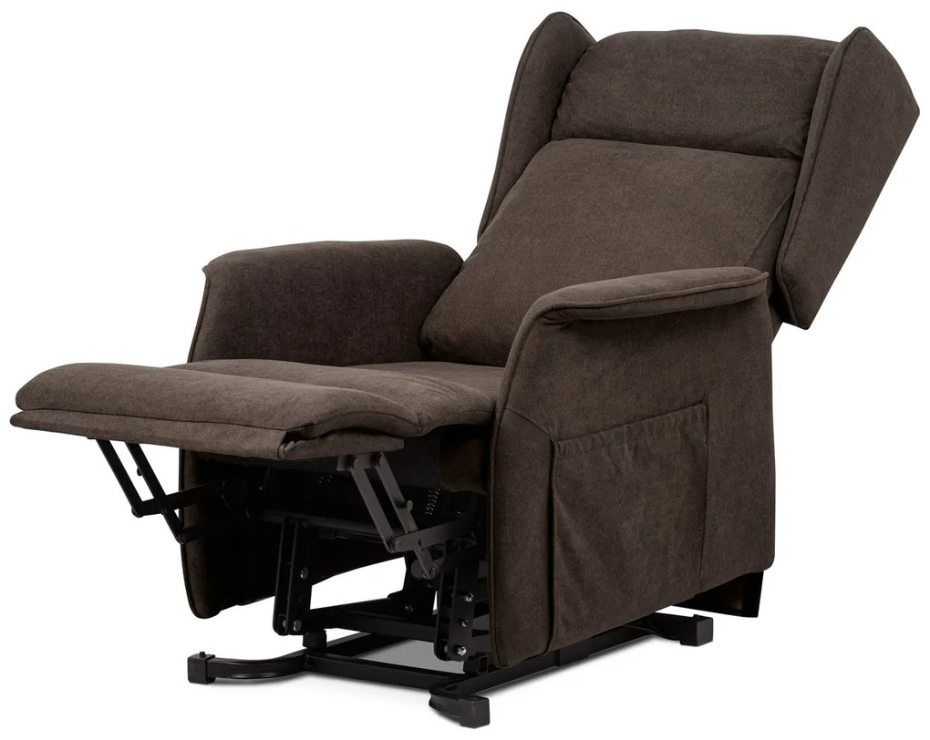 Autronic - TV a relaxačné kreslo "ušiak", elektrické polohovanie, 1 motor 230V/29V, poťah hnedá látka - TV-1190 BR2