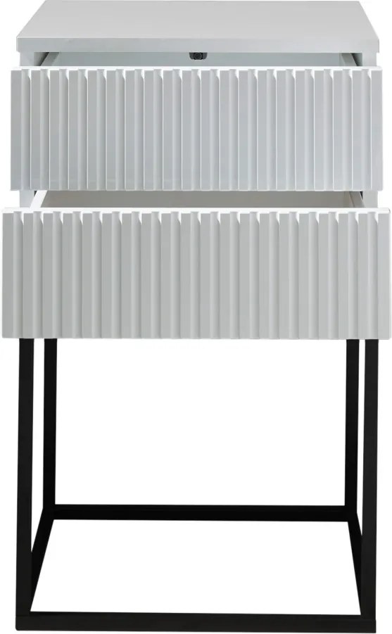 Nočný stolík s 2 zásuvkami Marle, biely