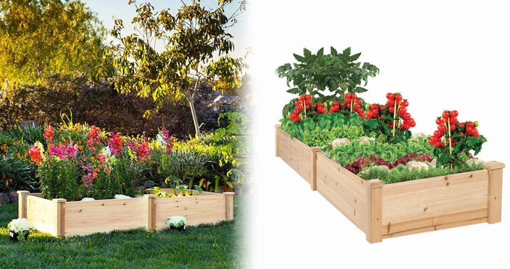 Dvojkomorový drevený záhon