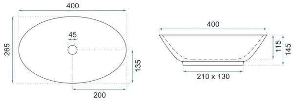REA-U5804 - Umývadlo na dosku PAMELA MINI 26,5x40 cm keramika/lesklá biela