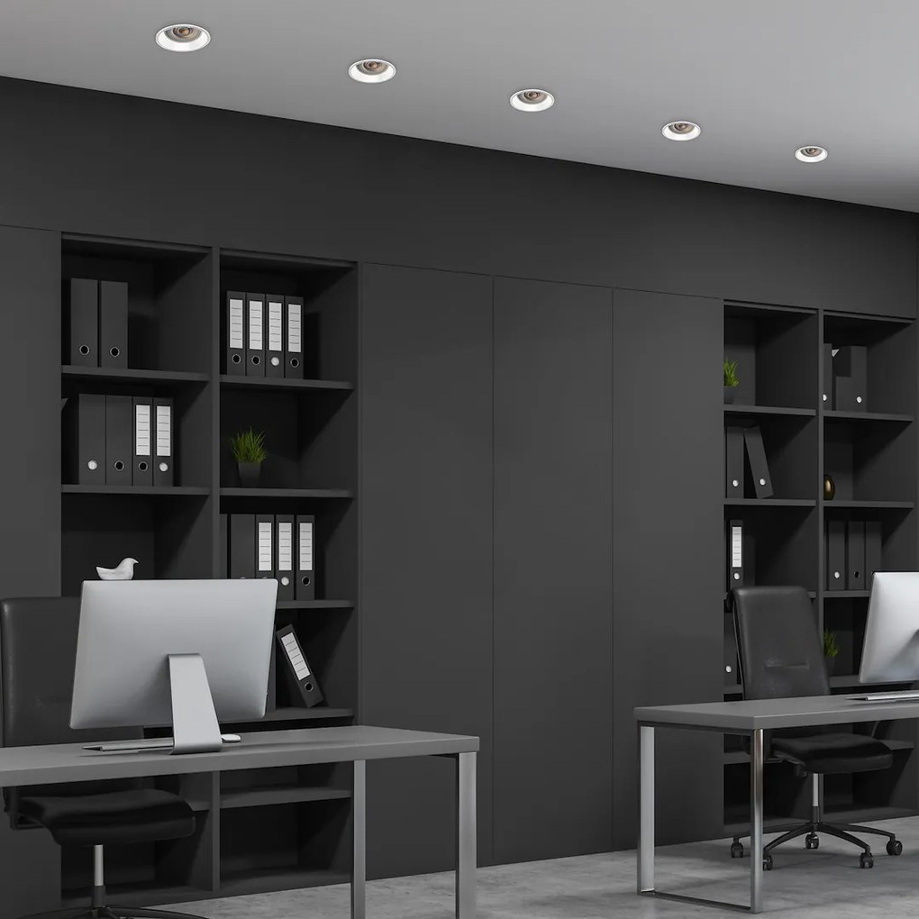 Podhľadové svietidlo Round3, 1x biele kovové tienidlo, (možnosť polohovania), w