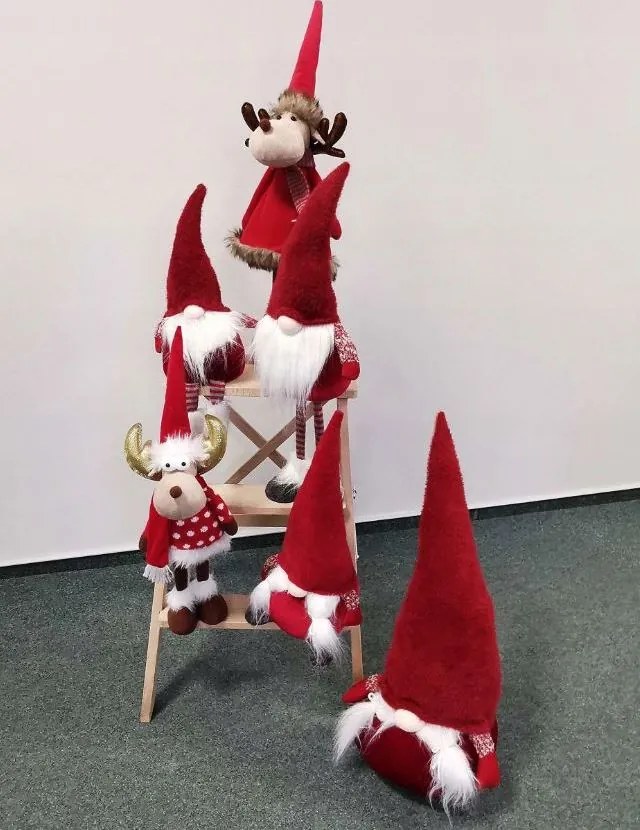 Vianočný sob stojaci 58 cm - červený