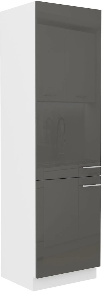 Potravinová kuchynská skrinka pre chladničku Lavera 60 LO-210 2F (korpus: biela + front: lesk sivý). Vlastná spoľahlivá doprava až k Vám domov. 1134597