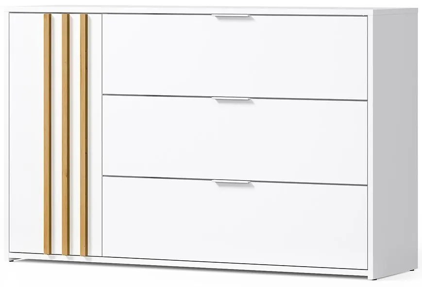 Komoda Florencja 1d3sz Biela/Dub Artisan