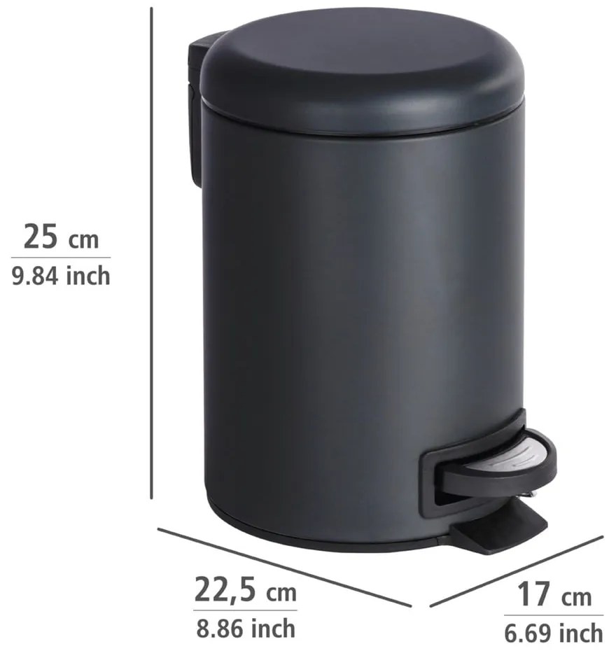 Odpadkový kôš v čiernej farbe Wenko Leman, 3 l