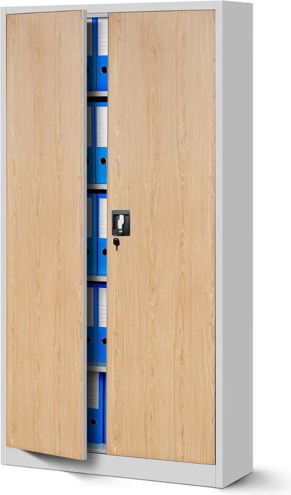 Kovová skriňa JAN: biela/dub sonoma 90x185 cm (1333)