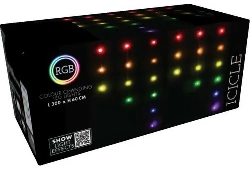RGB Vianočná LED reťaz s diaľkovým ovládaním Cencúle 85 LED, 300 cm