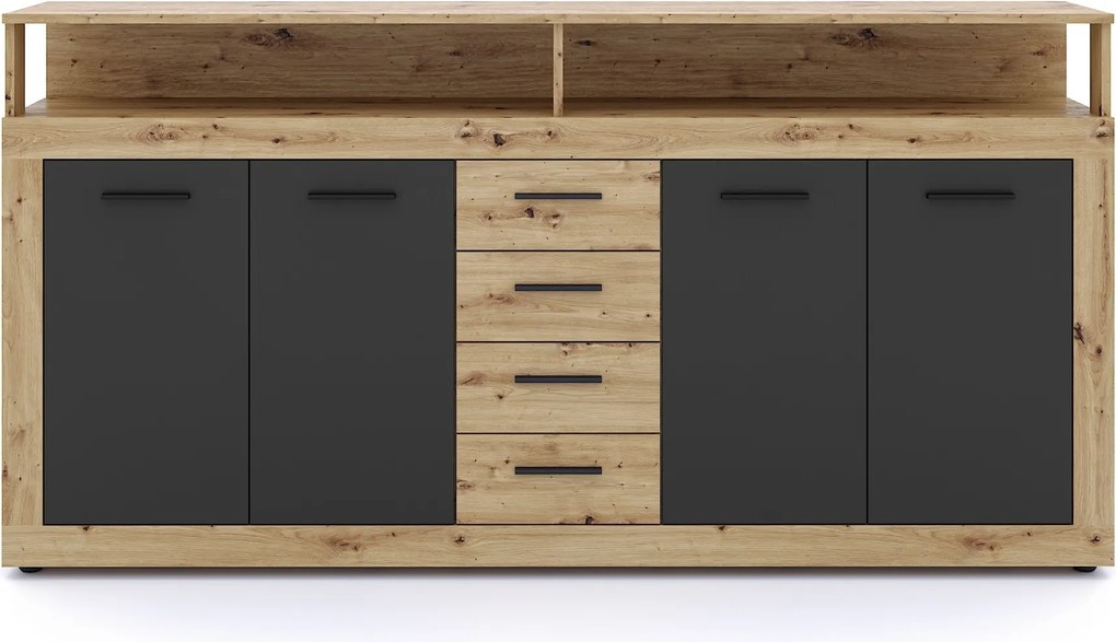 Komoda Luna 190 cm dub Artisan/čierna