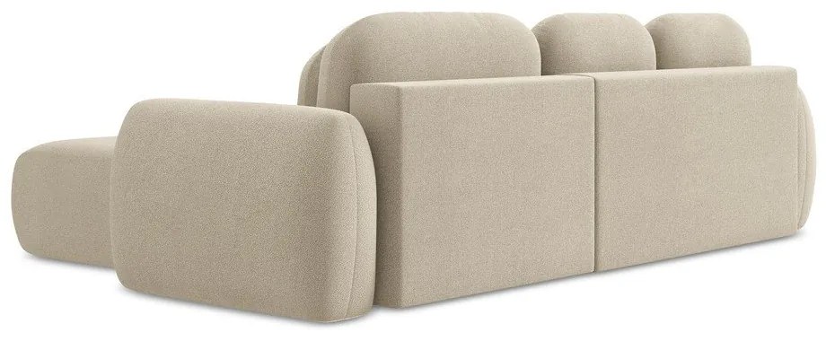 Svetlohnedá rozkladacia/s úložným priestorom rohová pohovka z textílie buklé (pravý roh/s leňoškou) Pele – Makamii