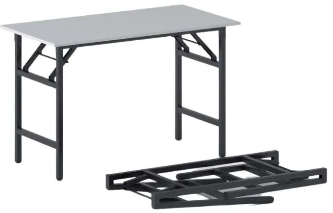 Konferenčný stôl FAST READY, 120x60 cm, čierna podnož, sivá
