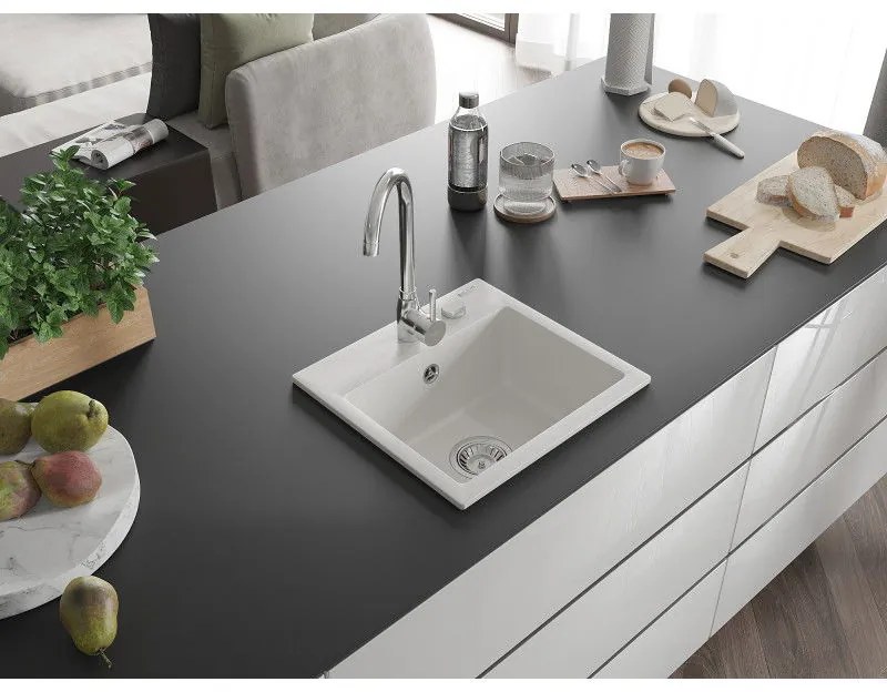 Mexen Milo - drez granitový 43,5x41,0cm, 1-komorový, biela, 6505441000-20