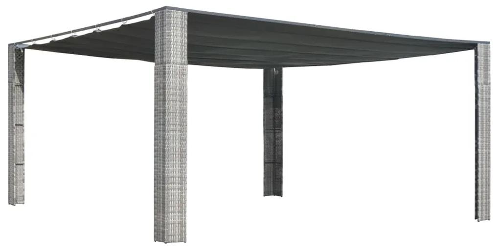 vidaXL Polyratanový altánok so strechou 400x400x200 cm sivo-antracitový