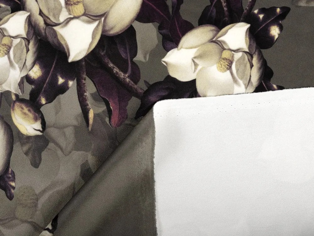 Biante Zamatové prestieranie na stôl Tamara TMR-034 Kvety gardénie na hnedosivom 30x40 cm