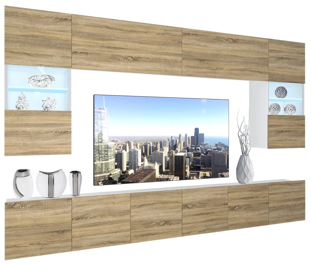 Obývacia stena Belini Premium Full Version dub sonoma+ LED osvetlenie Nexum 12
