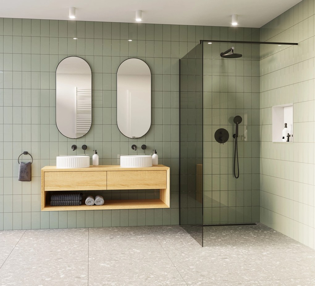 Invena Kalitea, podomietková sprchová súprava, 2-funkčná batéria, čierna matná, INV-BS-72-004-V