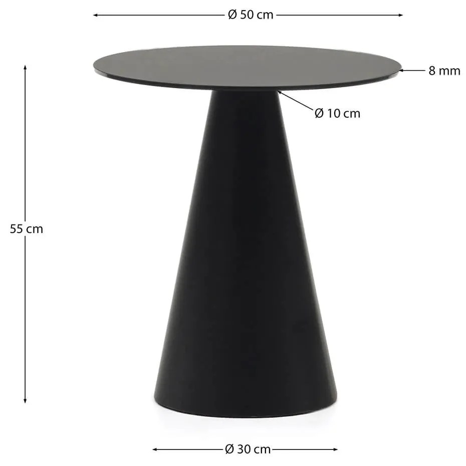 Odkladací stolík reliw ø 50 cm čierny MUZZA