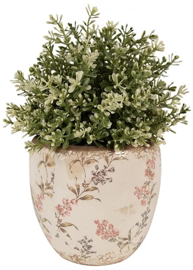 Béžový keramický obal na kvetináč s lúčnymi kvetmi Monnia M - Ø 14*14 cm