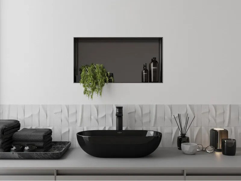 Mexen X-Wall-NR, polica na zapustenie bez príruby 60 x 30 cm, grafitová matná - 19E1603010