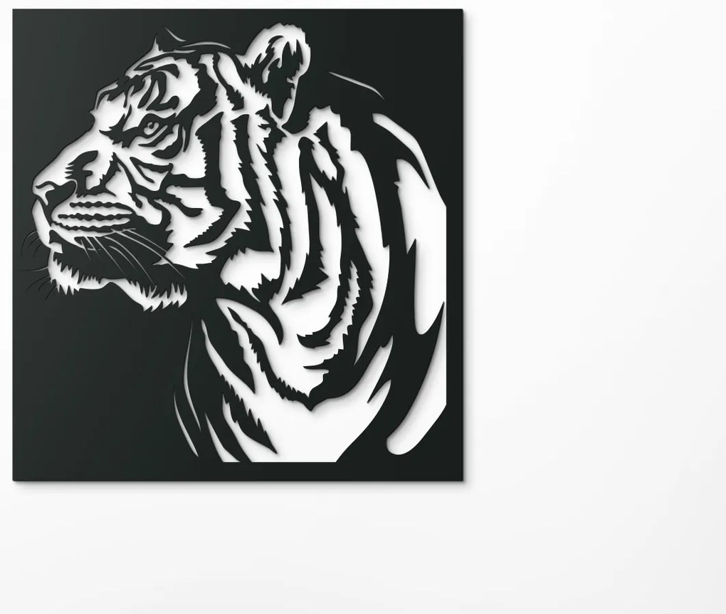 drevko Drevený obraz na stenu Profil tigra Rozmer obrazu: 34 x 32,5 cm, Farba dekorácie: Čierna