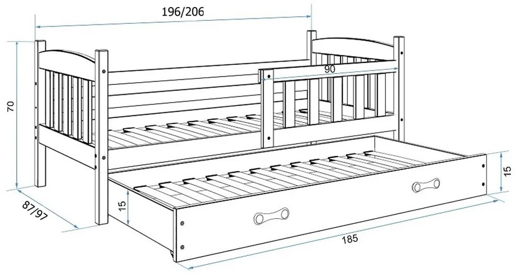 Detská posteľ KUBUS P2 + matrac + rošt ZADARMO, 80x190, bialy, biela