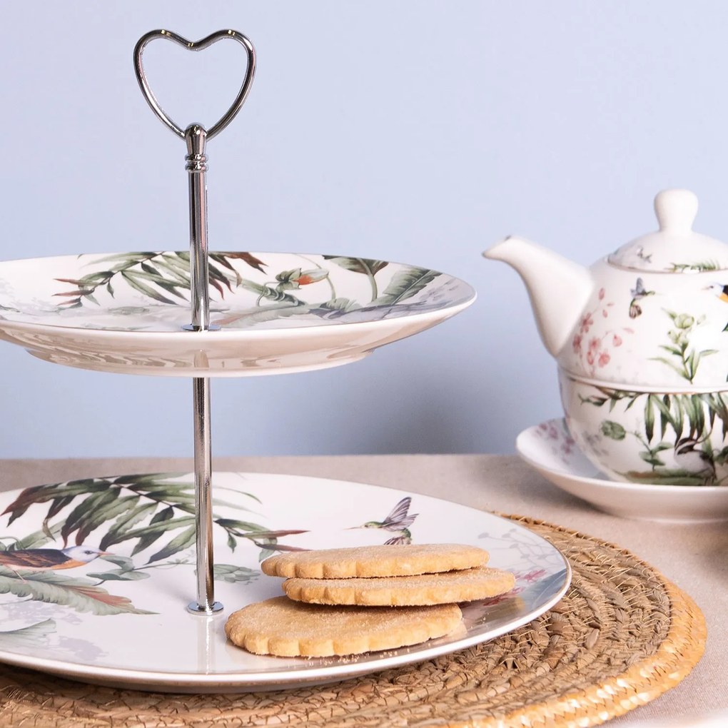 Porcelánový etažér Tropical birds - Ø 26 cm