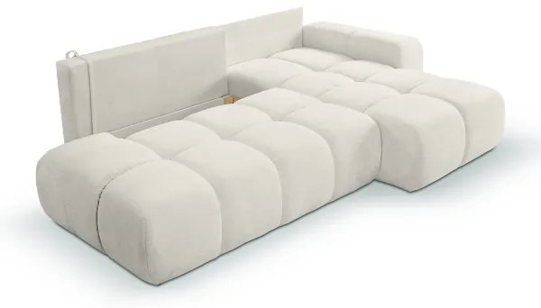 Rozkladacia rohová čalúnená sedacia súprava s úložným priestorom do L ALMADA pravá béžová