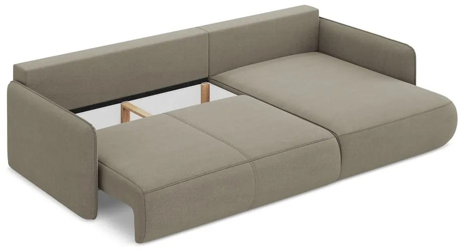 Béžová rozkladacia/s úložným priestorom rohová pohovka (pravý roh) Nanea – Makamii