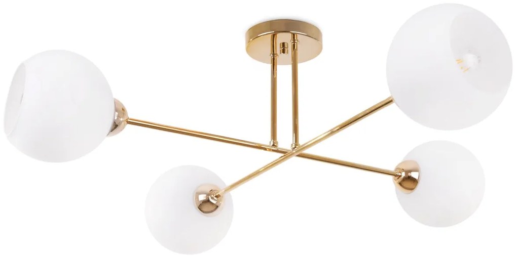 Stropné svietidlo Eliza, 4x biele sklenené tienidlo, G