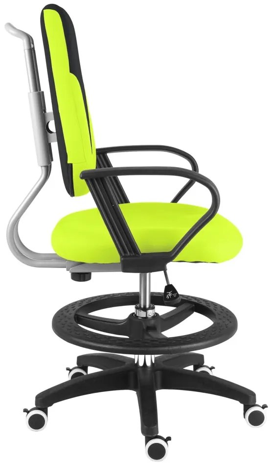 Detská rastúca stolička Neoseat KINDER — látka, čierna / reflexná zelená