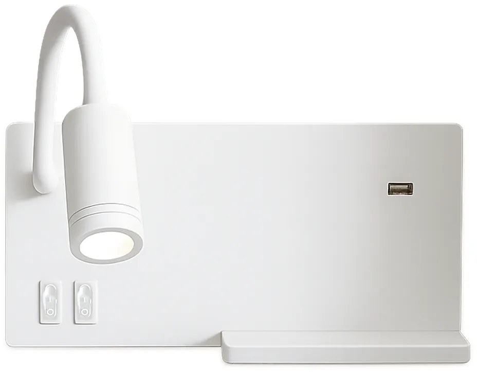 Nástenné LED svietidlo Shelf, 1x LED 4+5+2w, 4000k, w, vypínač