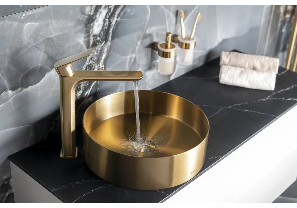 Stojančeková umývadlová batéria v zlatej farbe Spy – Sapho