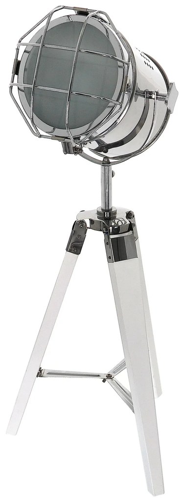 Dekorstudio Podlahová lampa TRIPOD na bielej trojnožke s chrómovaným tienidlom