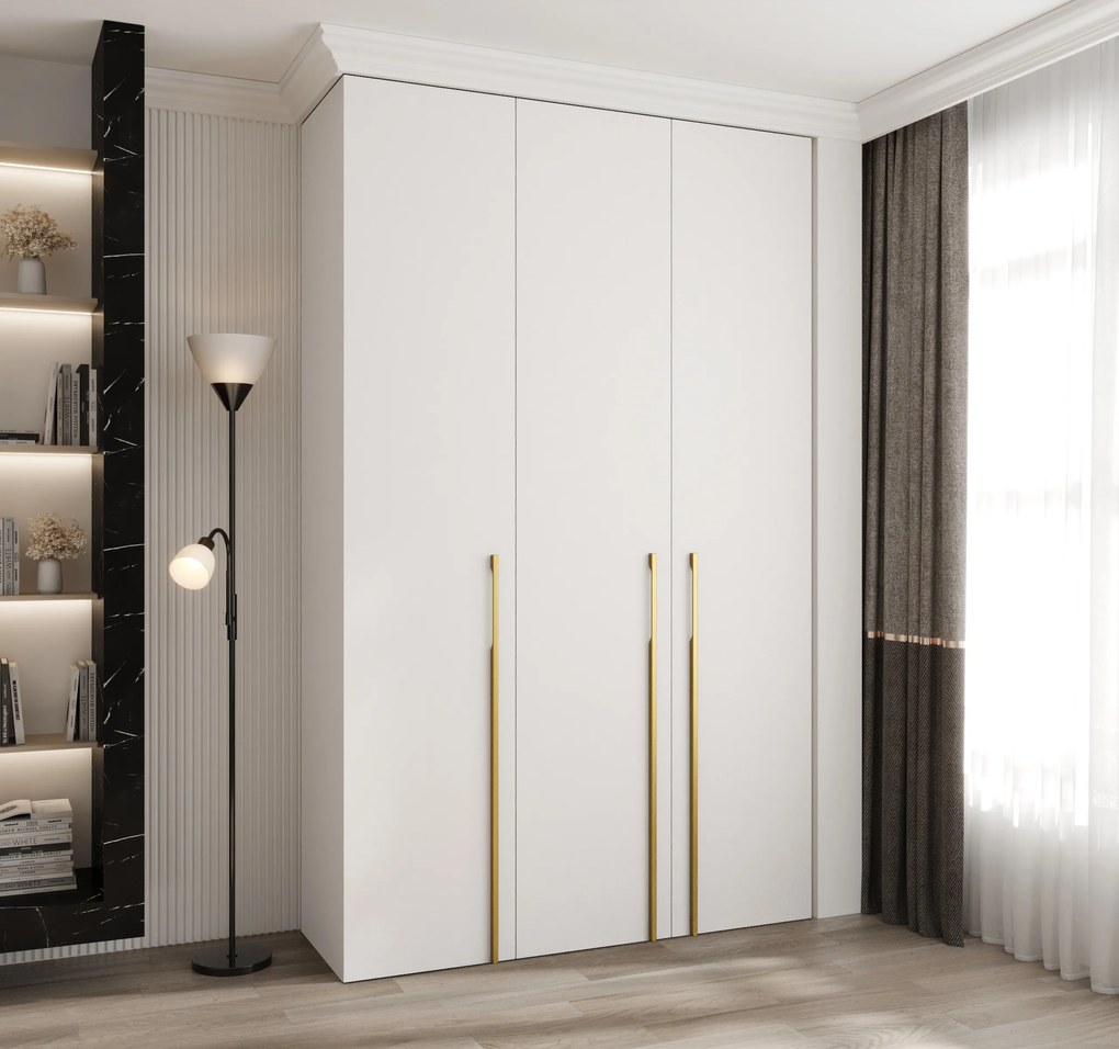 Šatníková skriňa 150 cm Carmela 40-3 (biela + zlatá). Akcia -20%. Vlastná spoľahlivá doprava až k Vám domov. 1126610