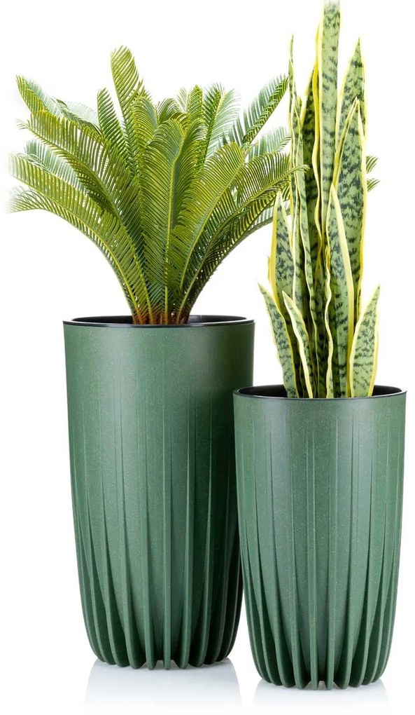 PLASTOVÝ KVETINÁČ STRIPPED ECO 42X25 CM ZELENÁ