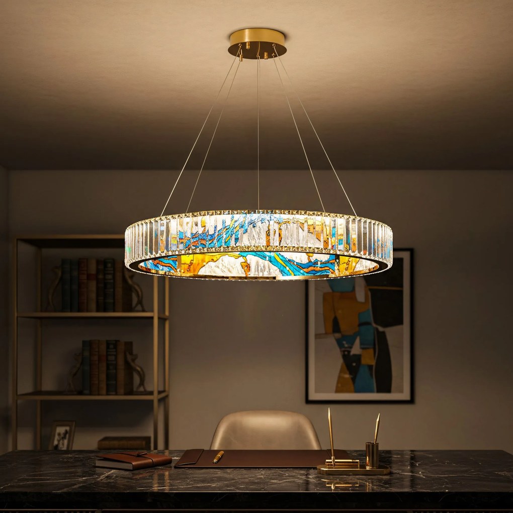 Toolight Toolight, LED stropné svietidlo 60cm + diaľkové ovládanie APP1748-CP, zlatá-priehľadná, OSW-07894