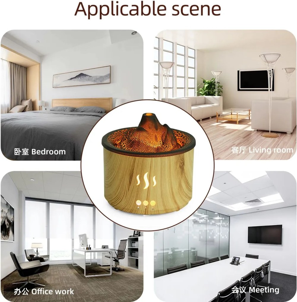 Aróma difuzér RDF3 v tvare sopky - 500 ml - biely