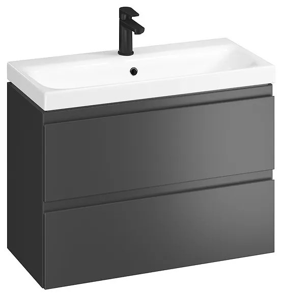 Cersanit Moduo Slim SET, závesná skrinka 80x38x62 cm + umývadlo 80cm, antracitová matná, S801-468-DSM
