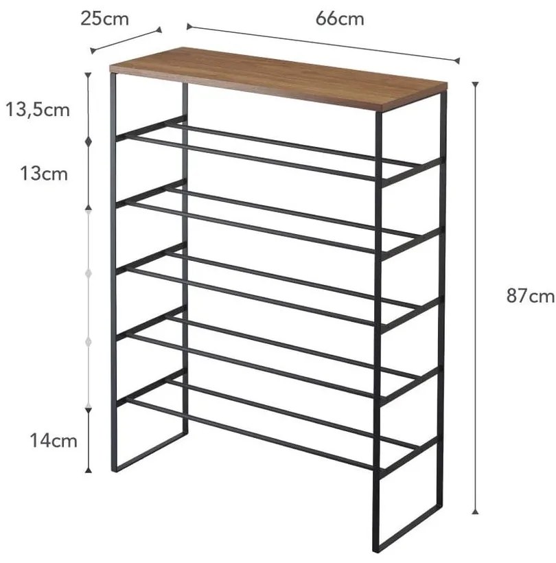 Čierna kovová skrinka na topánky Tower – YAMAZAKI