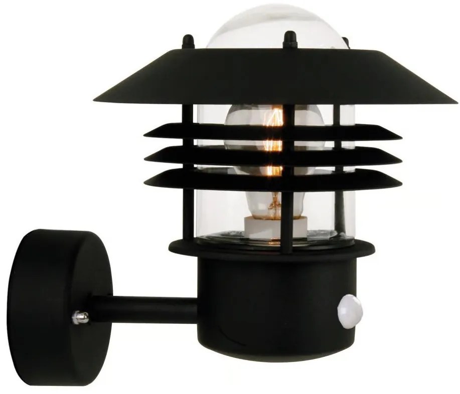 Nordlux -Vonkajšie nástenné svietidlo so senzorom VEJERS 1xE27/60W/230V IP54 čierne