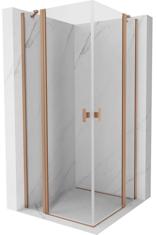 Mexen, Mexen Mist Duo výklopný sprchový kút 105 x 105 cm, transparentný, brúsená meď - 8A4-105-105-65-00